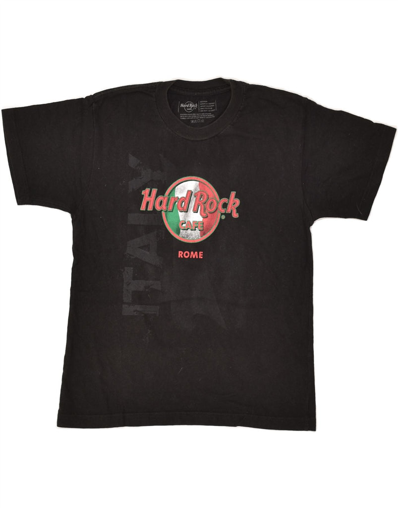 HARD ROCK CAFE Womens Rome Graphic T-Shirt Top UK 12 Medium Black Cotton | Vintage Hard Rock Cafe | Thrift | Second-Hand Hard Rock Cafe | Used Clothing | Messina Hembry 