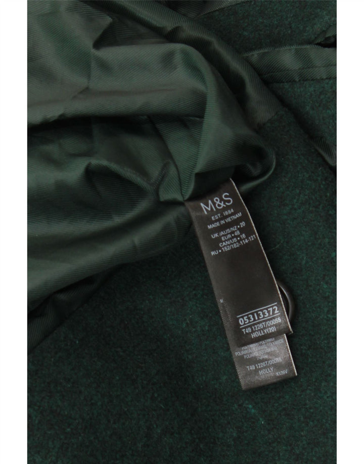 Marks & Spencer Womens Double Breasted Coat UK 20 2XL Green Wool