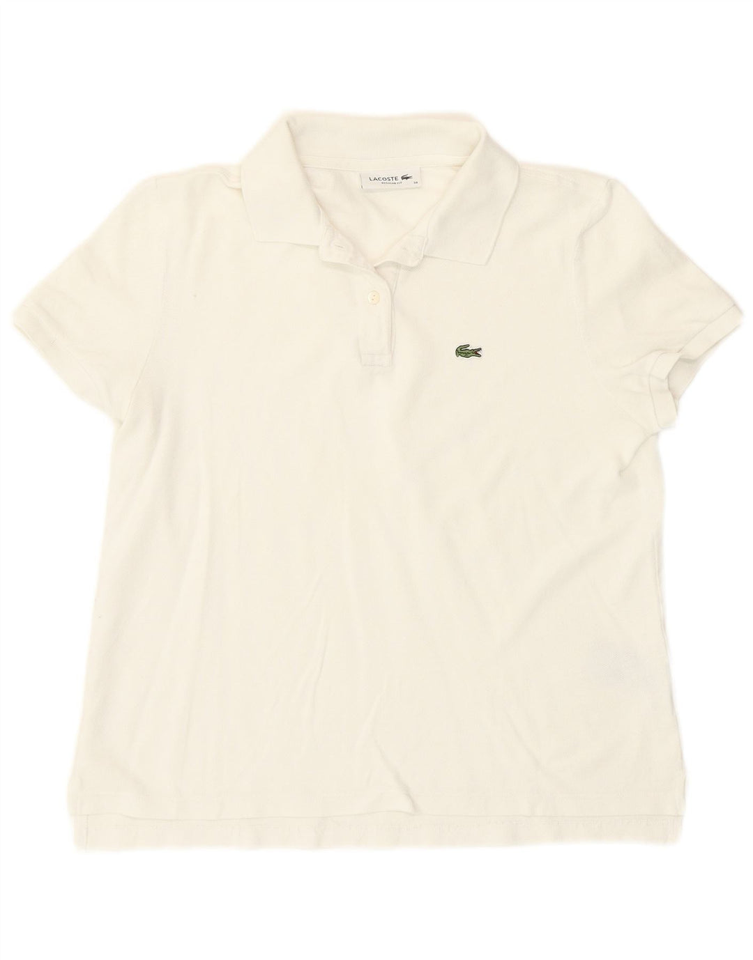 Lacoste Womens Regular Fit Polo Shirt Size 38 Medium White Cotton