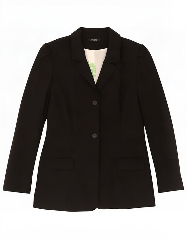 Marks & Spencer Womens 2 Button Blazer Jacket UK 14 Medium Black Polyester
