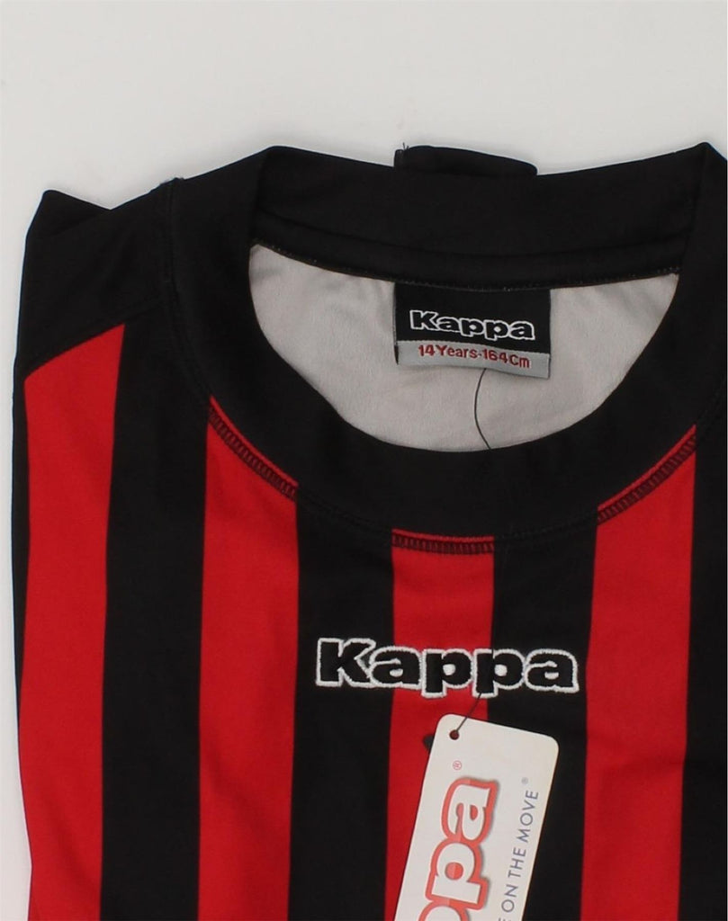 KAPPA Boys Graphic Top Long Sleeve 13-14 Years Black Striped Polyester | Vintage Kappa | Thrift | Second-Hand Kappa | Used Clothing | Messina Hembry 