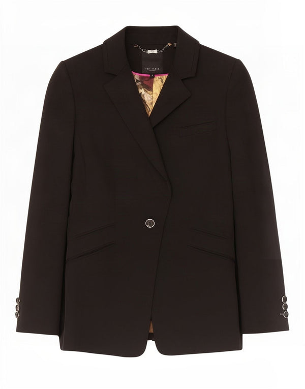 Ted Baker Womens 1 Button Blazer Jacket Size 3 Medium Black Polyester