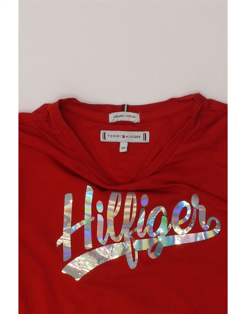 TOMMY HILFIGER Girls Graphic Top Long Sleeve 7-8 Years Red Cotton | Vintage Tommy Hilfiger | Thrift | Second-Hand Tommy Hilfiger | Used Clothing | Messina Hembry 