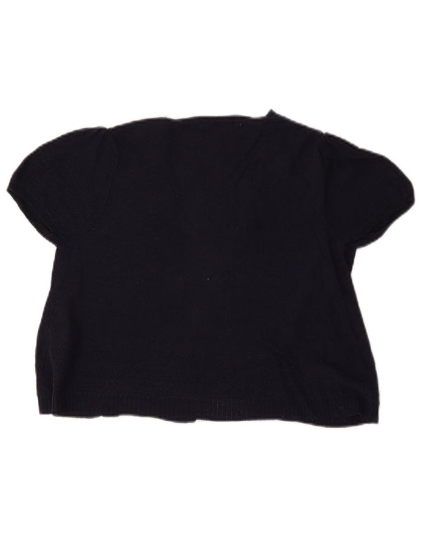 Marks & Spencer Womens Short Sleeve Cardigan Top UK 10 Small Navy Blue