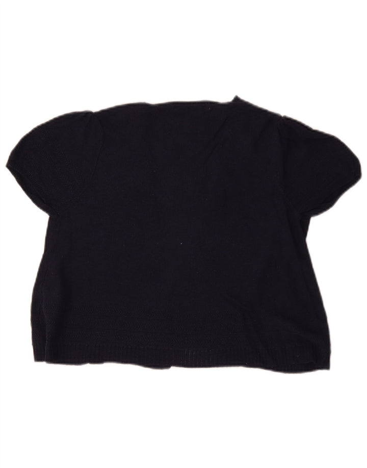 Marks & Spencer Womens Short Sleeve Cardigan Top UK 10 Small Navy Blue