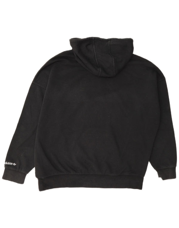 Adidas Womens Graphic Oversized Hoodie Jumper UK 4 XS Black Cotton