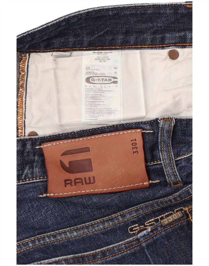 G-Star Mens 3301 Straight Jeans W36 L32 Blue Cotton