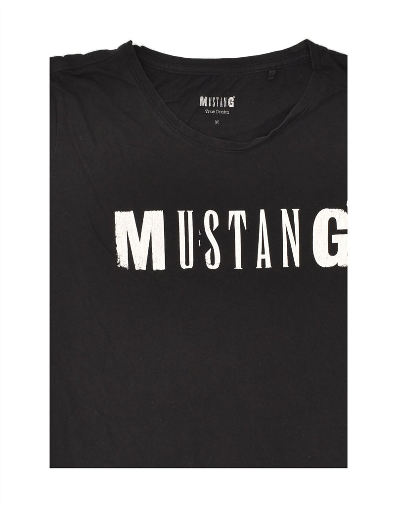 MUSTANG Womens Graphic T-Shirt Top UK 14 Medium Black Cotton | Vintage Mustang | Thrift | Second-Hand Mustang | Used Clothing | Messina Hembry 