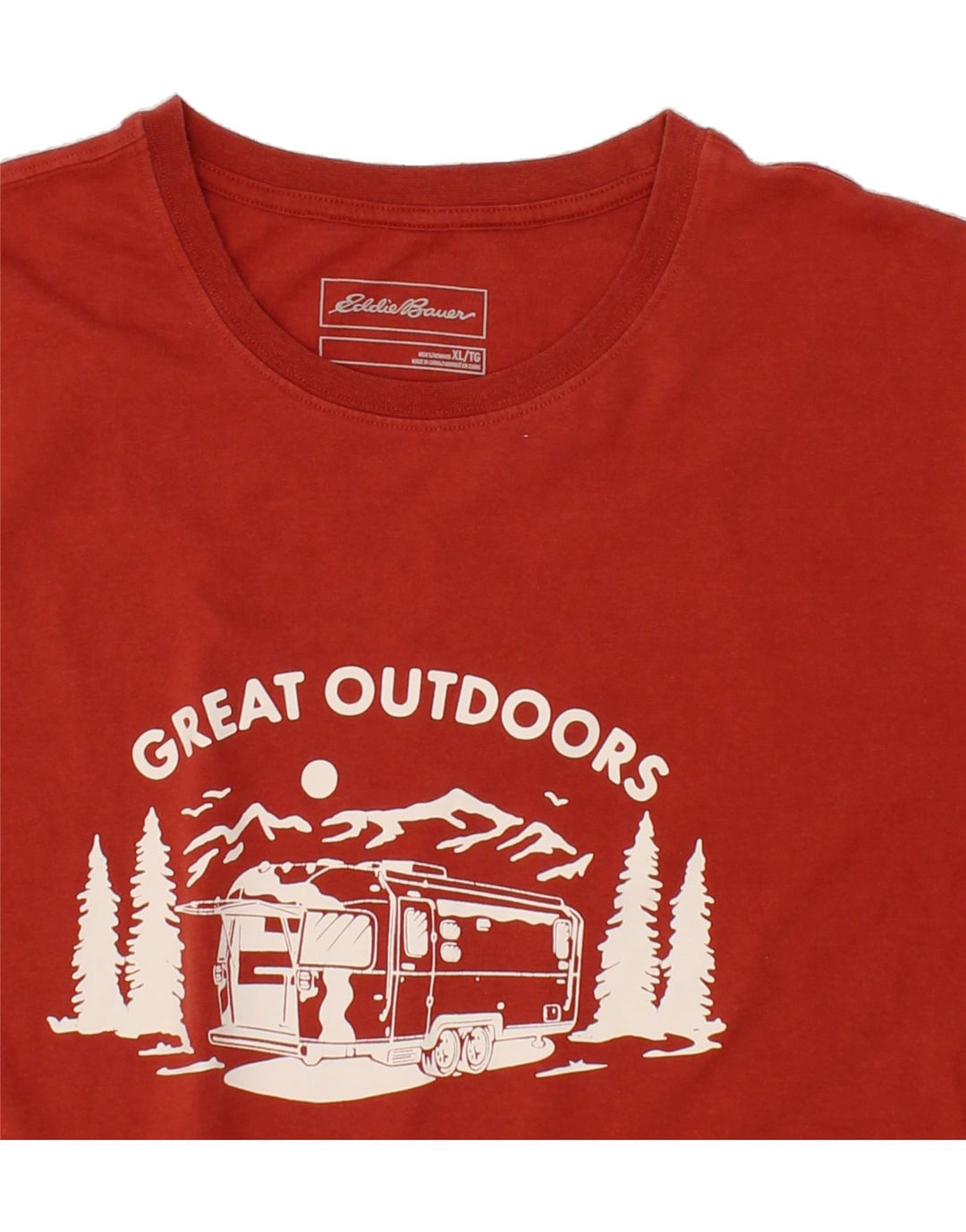 EDDIE BAUER Mens Graphic T-Shirt Top XL Red Cotton Vintage Eddie Bauer and Second-Hand Eddie Bauer from Messina Hembry 