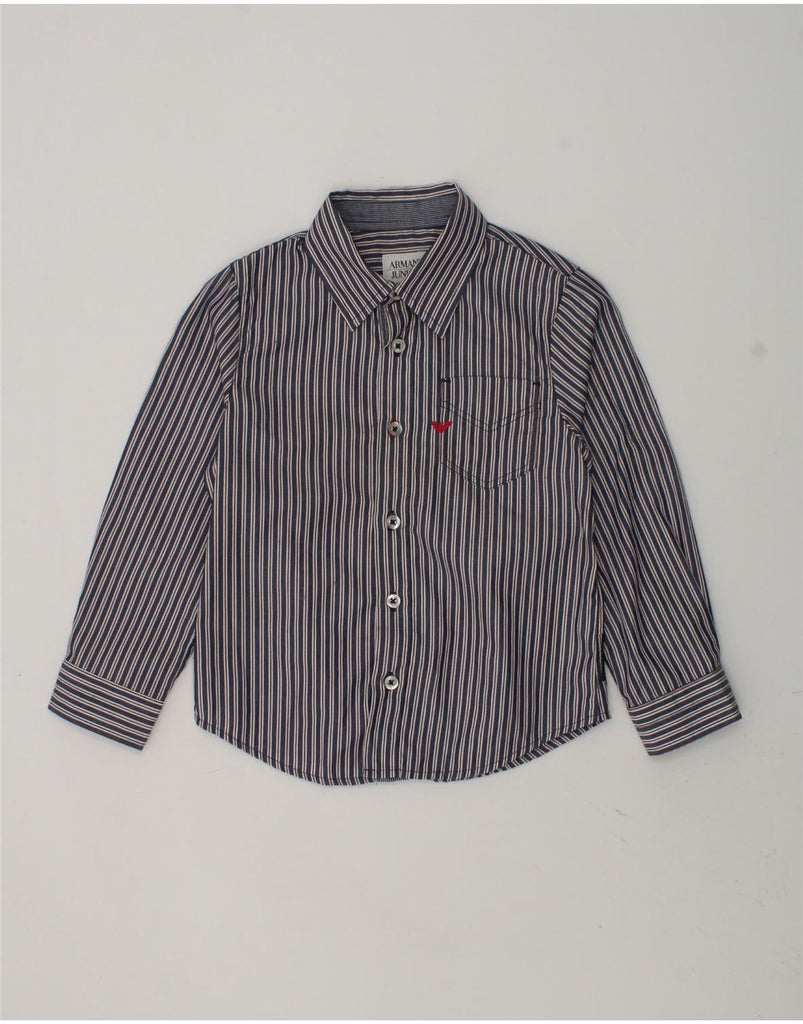 ARMANI JUNIOR Baby Boys Shirt 18-24 Months Blue Pinstripe Cotton | Vintage Armani Junior | Thrift | Second-Hand Armani Junior | Used Clothing | Messina Hembry 