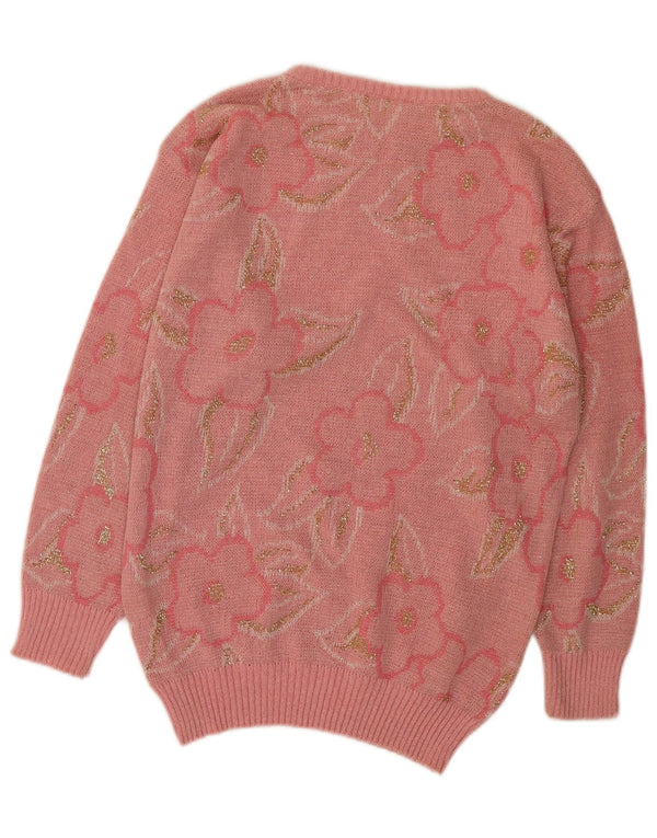 Vintage Womens Boat Neck Jumper Sweater IT 42 Medium Pink Floral