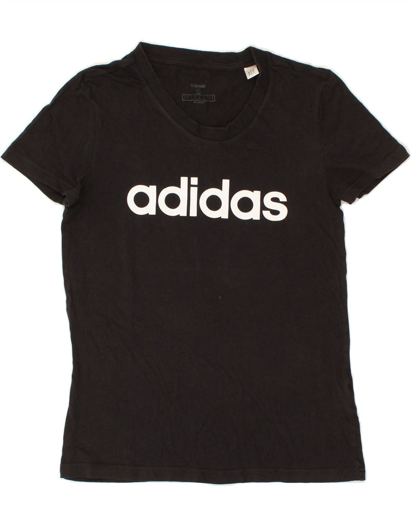 ADIDAS Womens Graphic T-Shirt Top UK 8/10 Small Black Cotton | Vintage Adidas | Thrift | Second-Hand Adidas | Used Clothing | Messina Hembry 