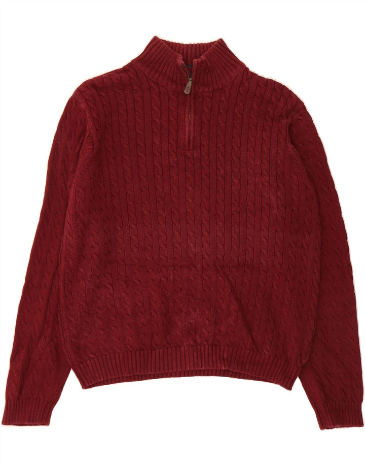 IZOD Mens Zip Neck Jumper Sweater Large Burgundy Cotton Vintage Izod and Second-Hand Izod from Messina Hembry 