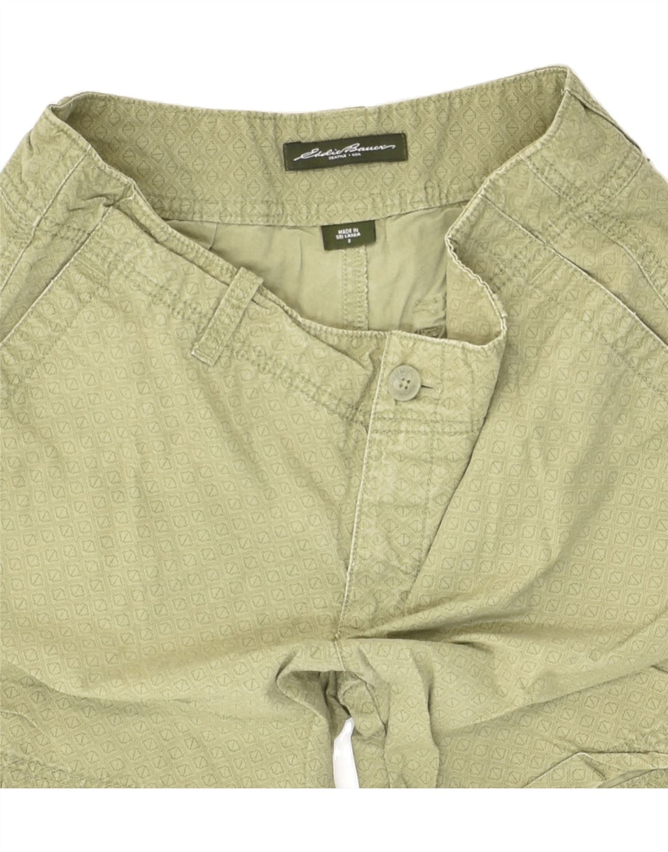 EDDIE BAUER Womens Chino Shorts US 2 XS W30 Green Argyle/Diamond Cotton ...