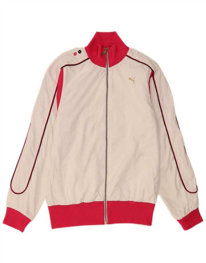 Puma Womens Tracksuit Top Jacket UK 10 Small White Colourblock Polyester