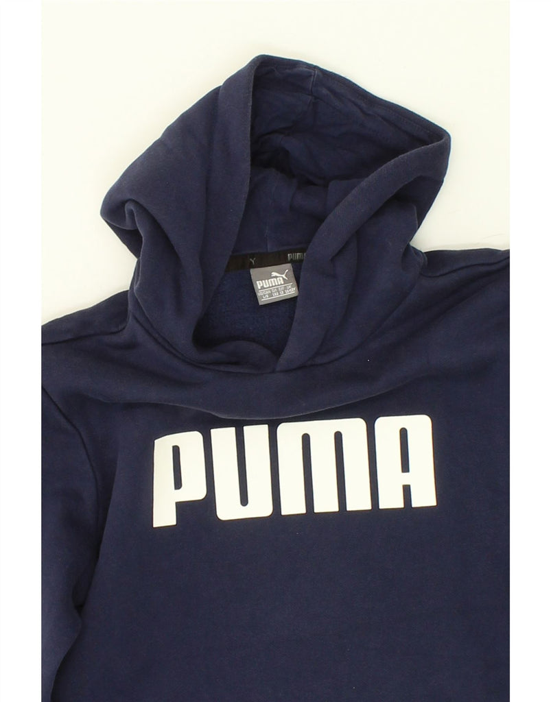 PUMA Boys Graphic Hoodie Jumper 11-12 Years Navy Blue Cotton | Vintage Puma | Thrift | Second-Hand Puma | Used Clothing | Messina Hembry 