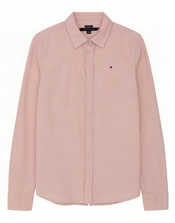 Tommy Hilfiger Womens Classic Fit Shirt UK 6 XS Pink Pinstripe Cotton