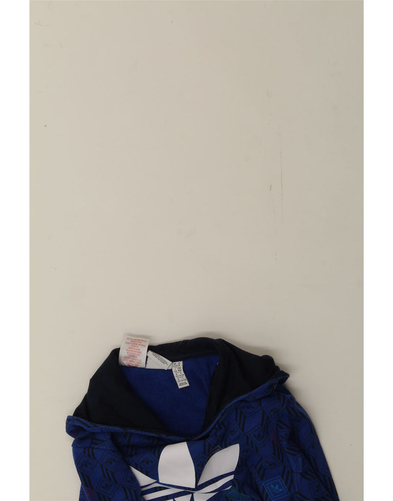 ADIDAS Boys Graphic Hoodie Jumper 11-12 Years Blue Argyle/Diamond Cotton Vintage Adidas and Second-Hand Adidas from Messina Hembry 