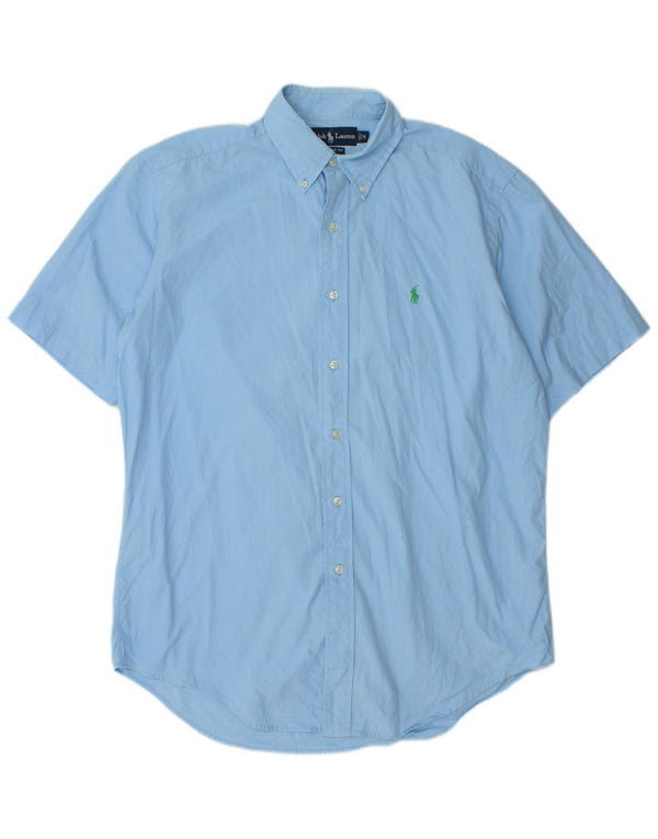 Ralph Lauren Mens Short Sleeve Classic Fit Shirt Medium Blue Cotton