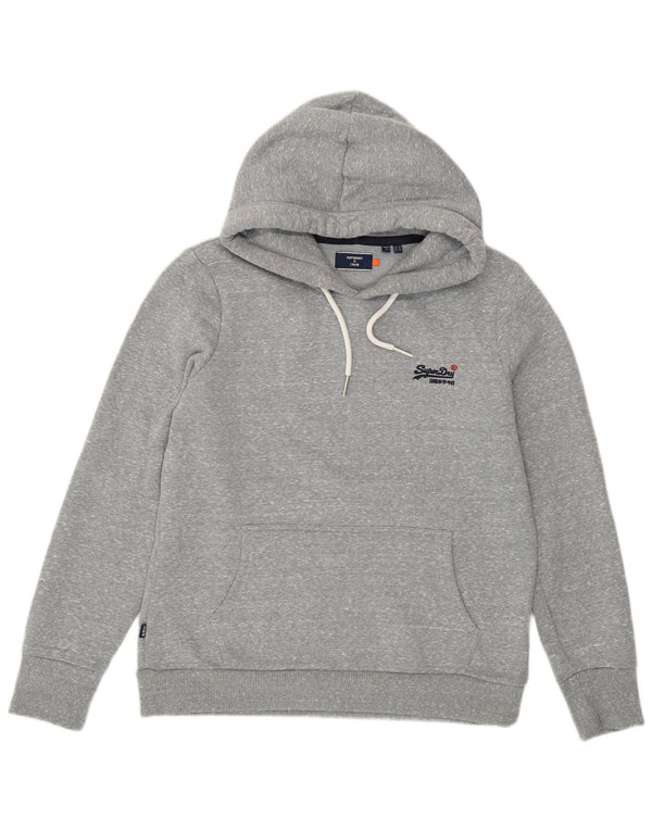 Superdry Womens Hoodie Jumper UK 14 Large Grey Flecked Polyester