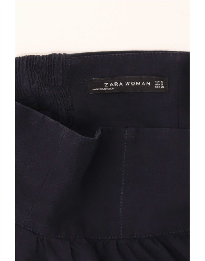 Zara Womens Mini Skirt Small W26 Navy Blue Lyocell