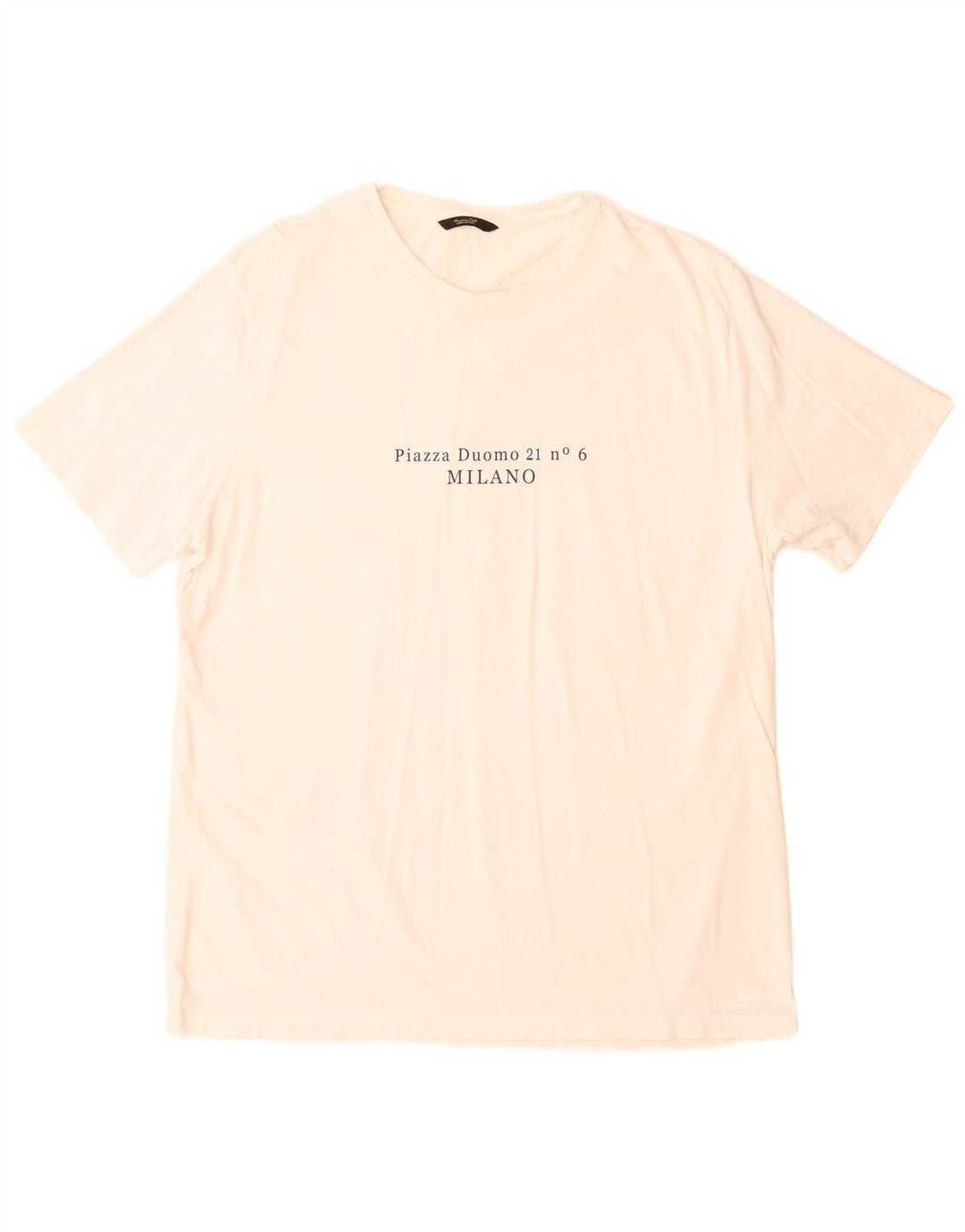 Massimo Dutti Mens Graphic T-Shirt Top Large Off White