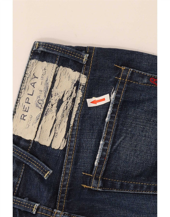 Replay Mens Tirmar Distressed Slim Jeans W30 L28 Blue Cotton