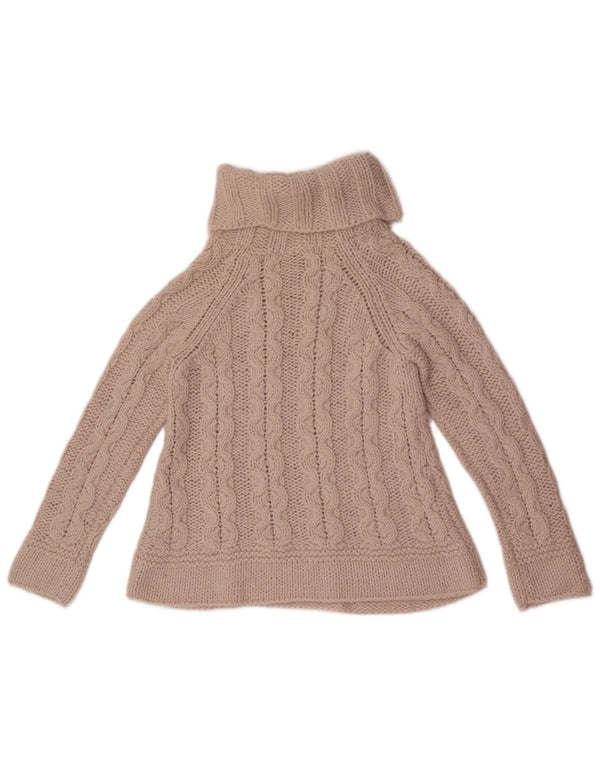 Marks & Spencer Womens Roll Neck Jumper Sweater UK 10 Small Beige Acrylic