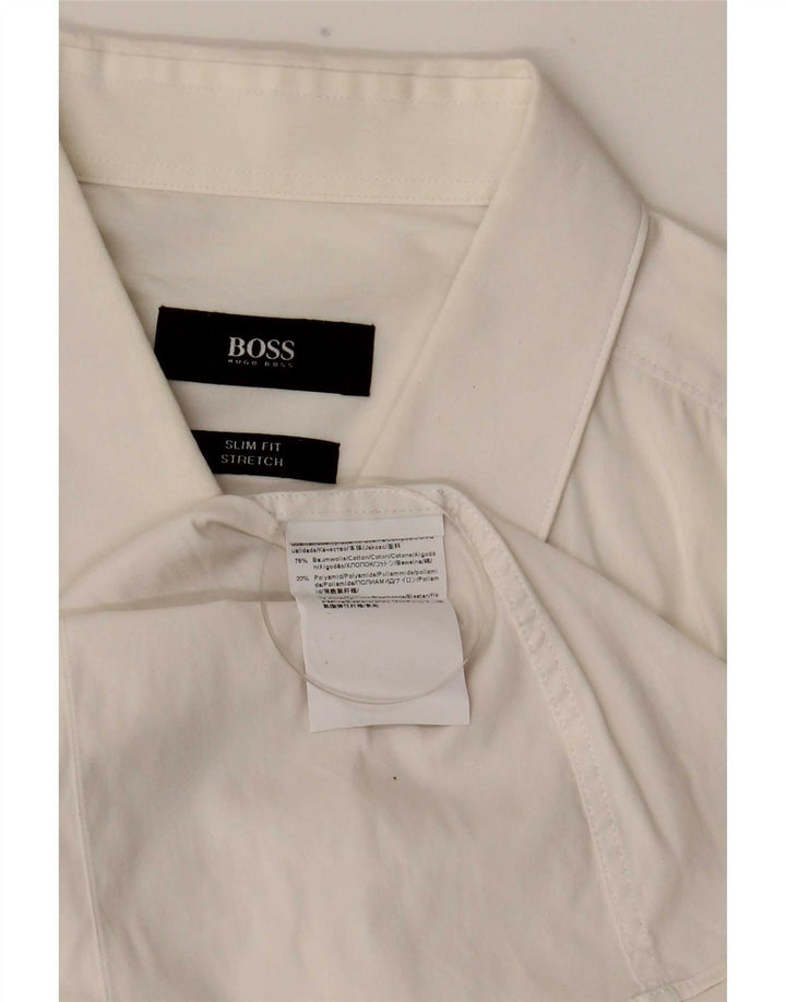 Hugo Boss Mens Slim Fit Shirt Size 42 Large White Cotton