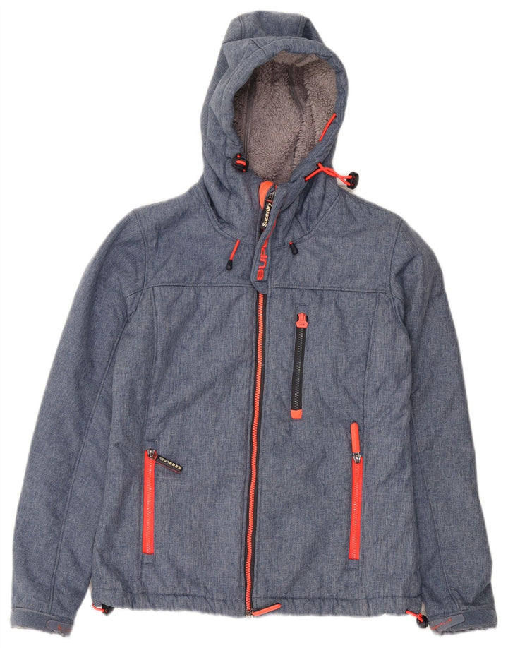Superdry Womens Graphic Windbreaker Jacket UK 14 Medium Blue