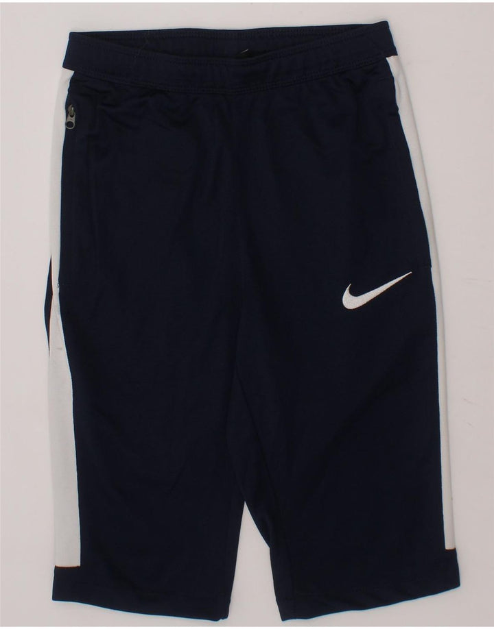 NIKE Boys Dri Fit Bermuda Sport Shorts 8-9 Years Small Navy Blue Vintage Nike and Second-Hand Nike from Messina Hembry 