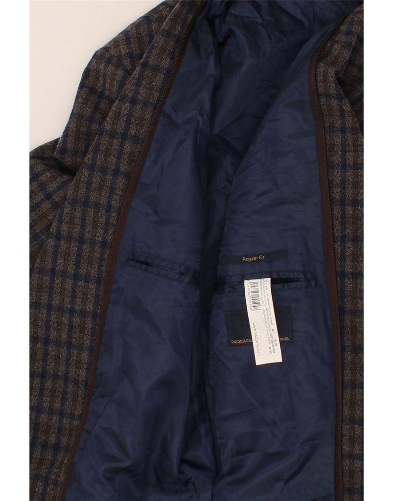 PIAZZA ITALIA Mens Regular Fit Blazer Jacket IT 48 Medium Grey Check Vintage PIAZZA ITALIA and Second-Hand PIAZZA ITALIA from Messina Hembry 