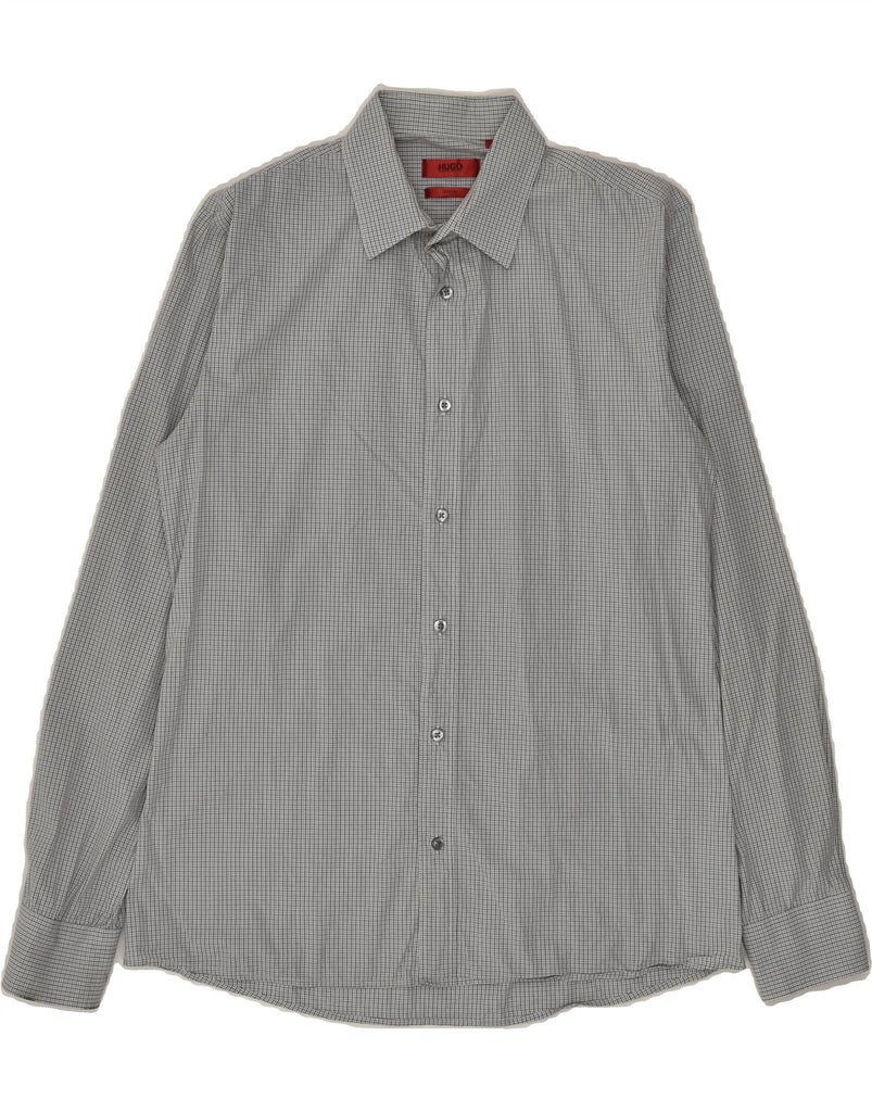 HUGO BOSS Mens Slim Fit Shirt Small Grey Check | Vintage Hugo Boss | Thrift | Second-Hand Hugo Boss | Used Clothing | Messina Hembry 