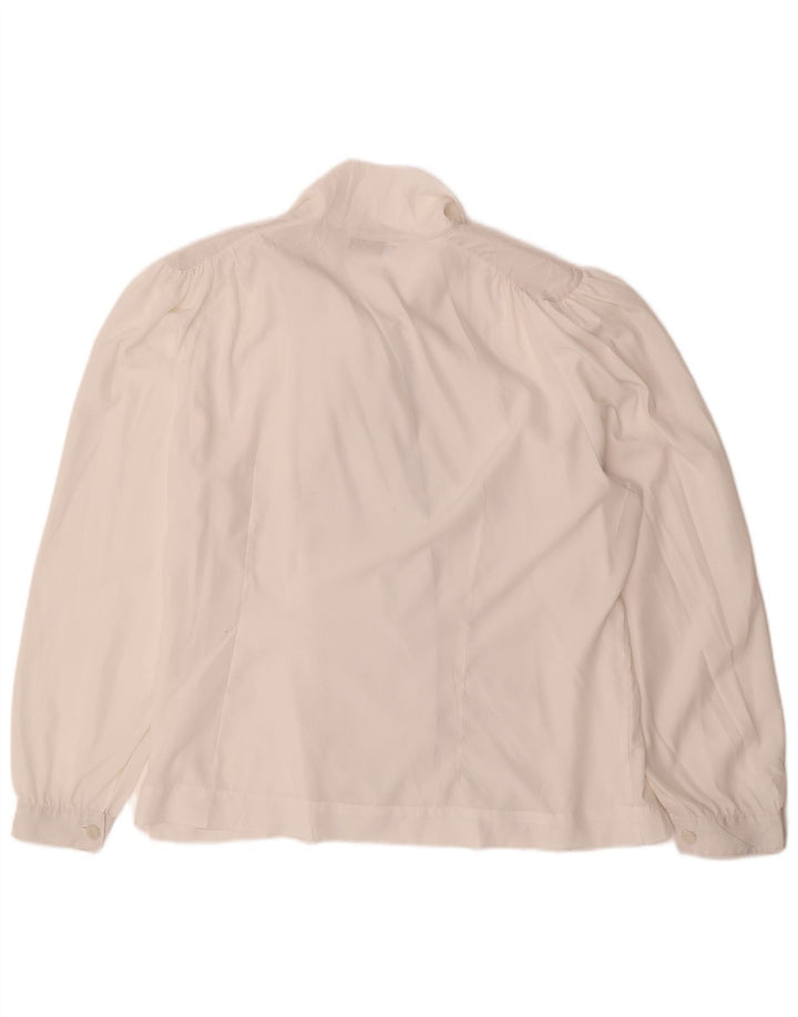 Vintage Womens Front Tie Shirt Blouse IT 51 XL Off White