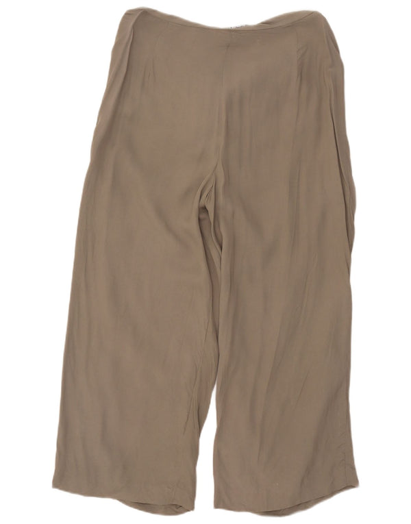 Zara Womens Loose Fit Cropped Trousers Large W30 L26 Beige Viscose