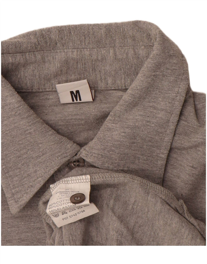 Bikkembergs Mens Graphic Polo Shirt Medium Grey Colourblock Cotton