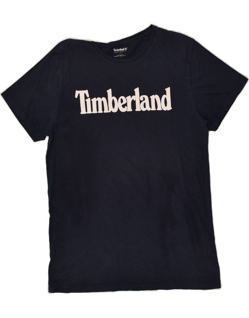 TIMBERLAND Mens Graphic T-Shirt Top Medium Navy Blue Cotton | Vintage Timberland | Thrift | Second-Hand Timberland | Used Clothing | Messina Hembry 