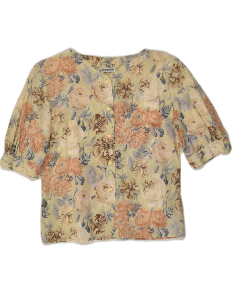 DIANA BENTALLS Womens Blouse Top IT 44 Medium Green Floral Cotton | Vintage Diana Bentalls | Thrift | Second-Hand Diana Bentalls | Used Clothing | Messina Hembry 