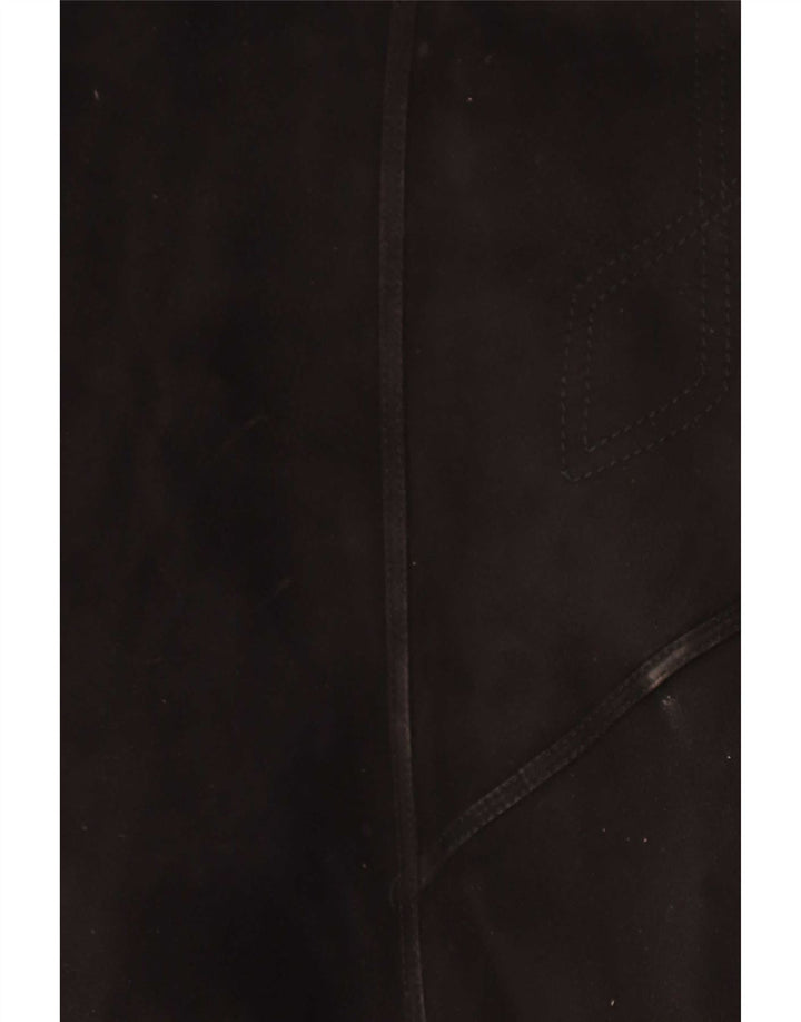 Muflone Womens Shearling Coat IT 48 XL Black Leather