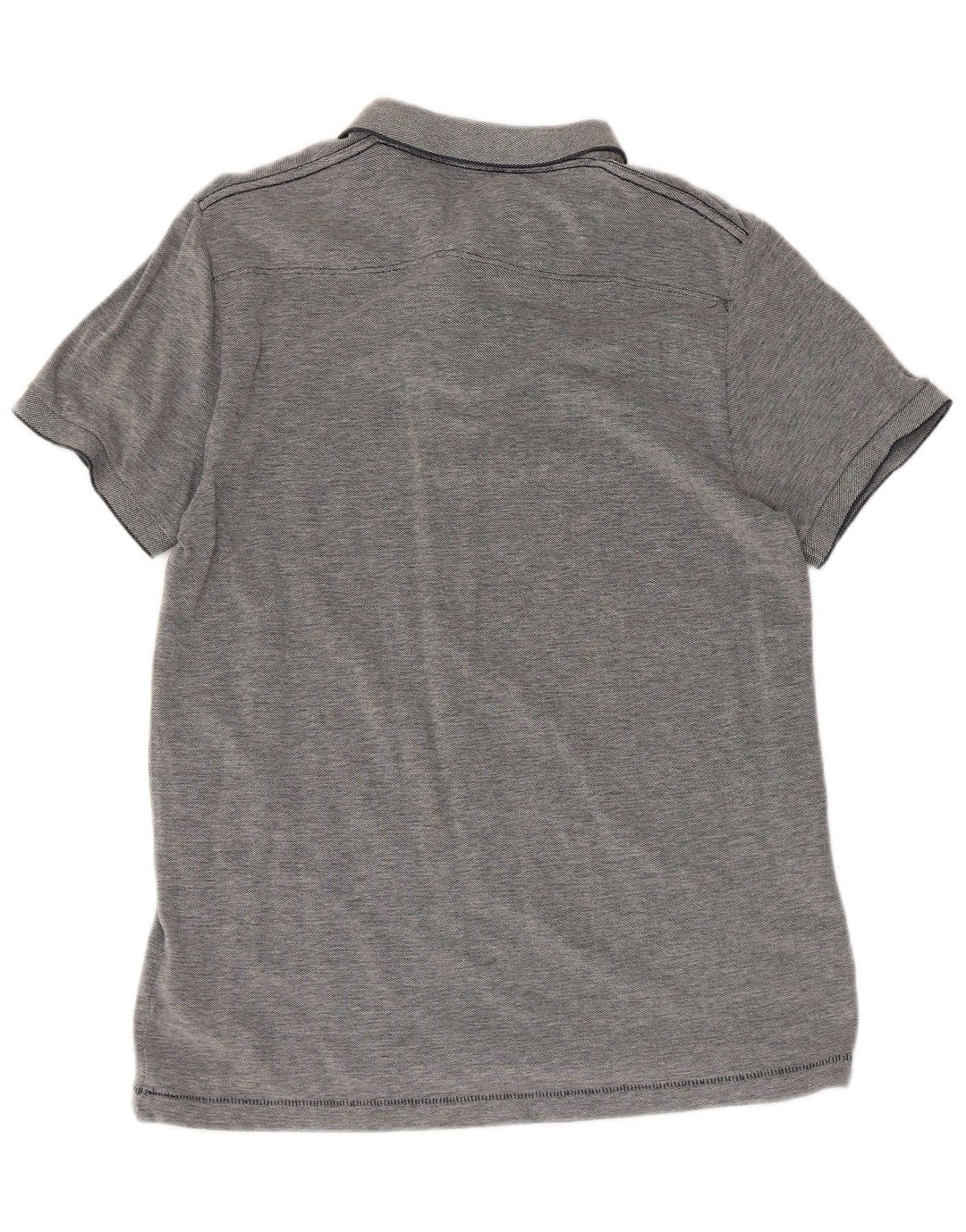 French Connection Mens Slim Polo Shirt Large Grey Flecked Cotton