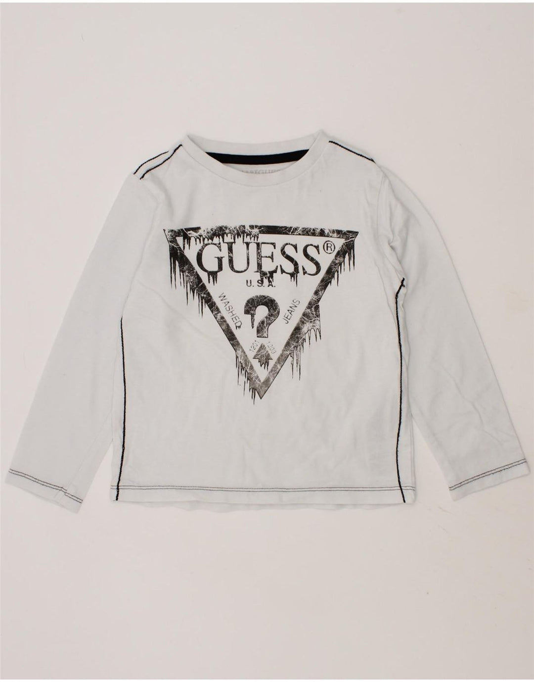 GUESS Boys Graphic Top Long Sleeve 2-3 Years Off White Cotton Vintage Guess and Second-Hand Guess from Messina Hembry 