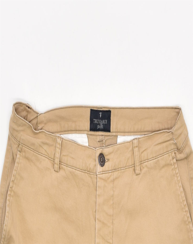 TRUSSARDI Mens Slim Capri Trousers IT 54 XL W32 L25 Beige Cotton | Vintage | Thrift | Second-Hand | Used Clothing | Messina Hembry 