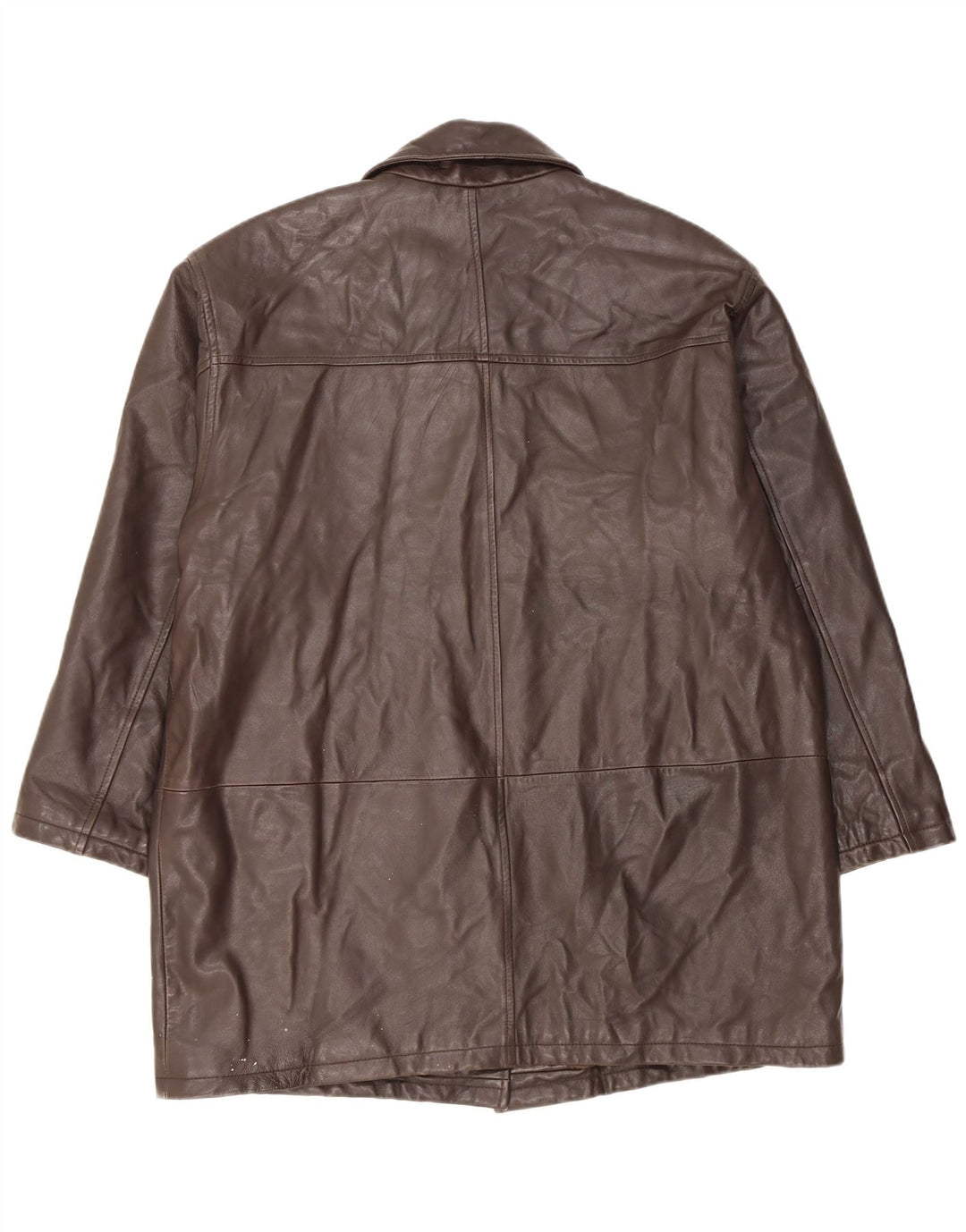 Maddox Womens Loose Fit Leather Coat EU 42 Large Brown