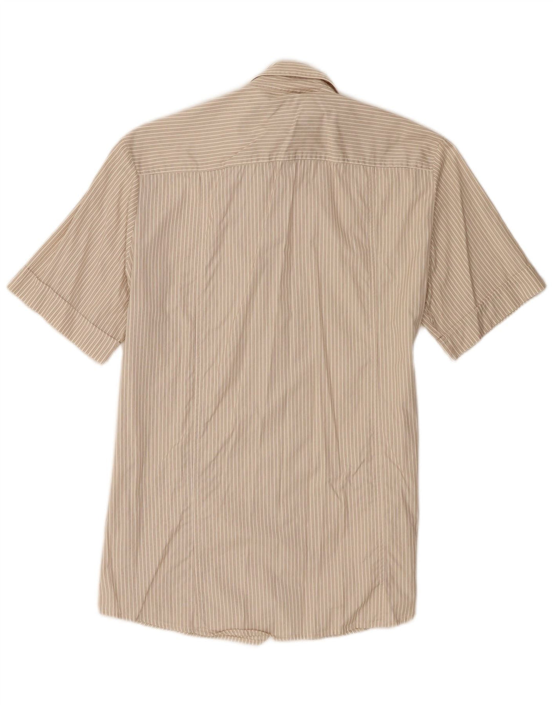 Hugo Boss Mens Short Sleeve Shirt Medium Beige Striped Cotton