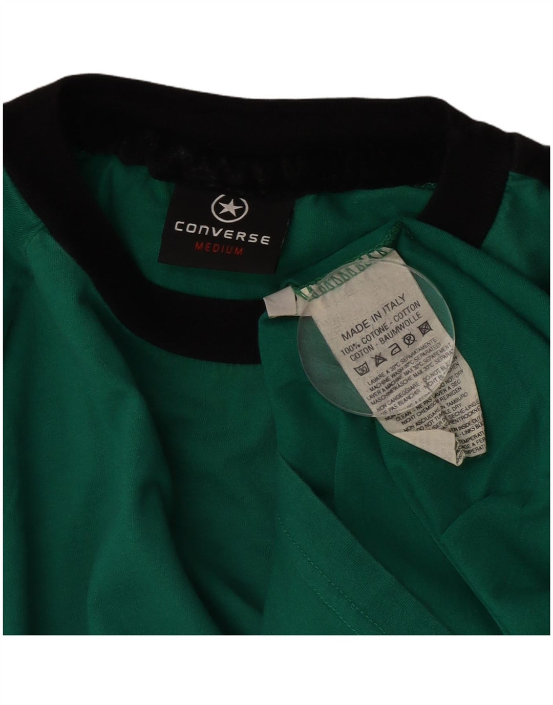 Converse Mens Top Long Sleeve Medium Green Colourblock Cotton