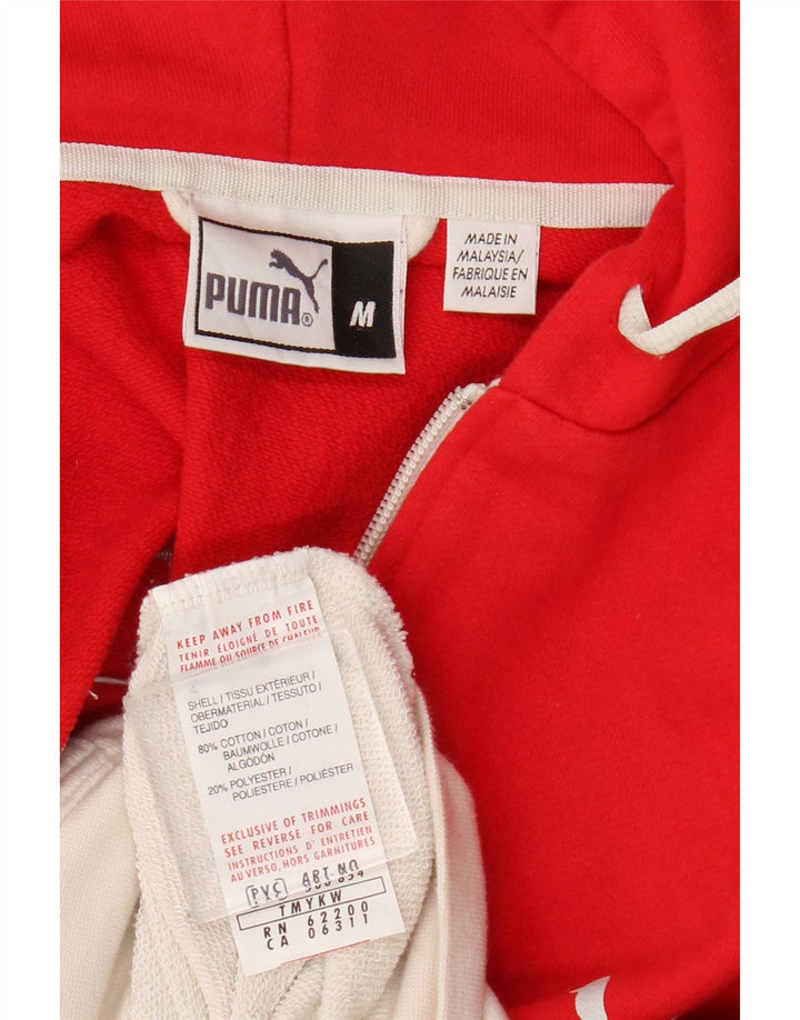 Puma Mens Graphic Zip Hoodie Sweater Medium Red Colourblock Cotton