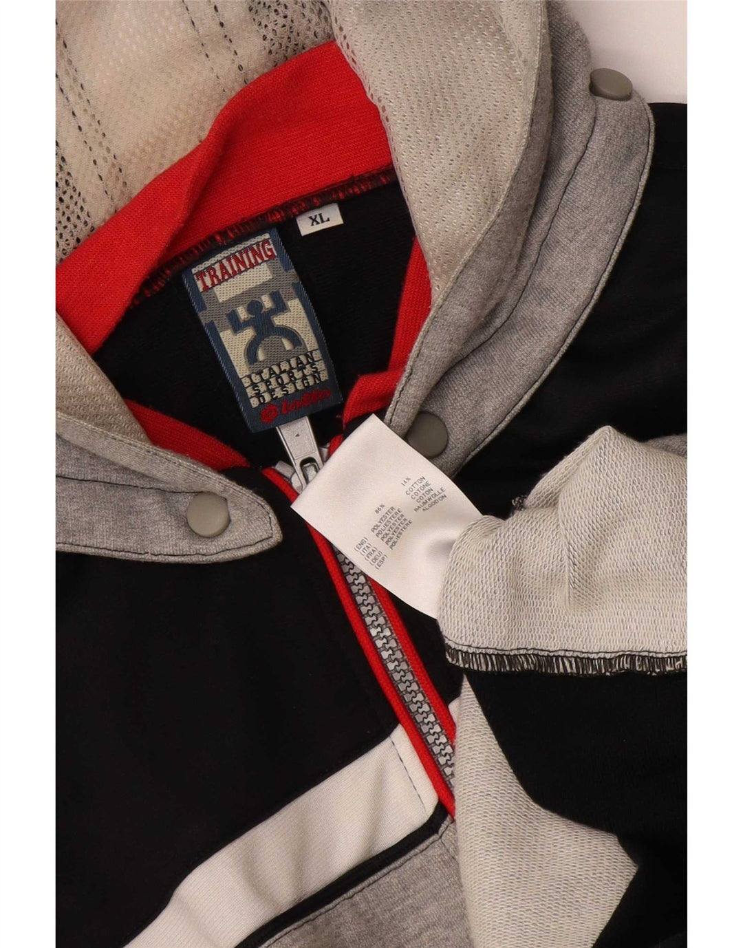 Lotto Mens Graphic Zip Hoodie Sweater XL Grey Colourblock Polyester