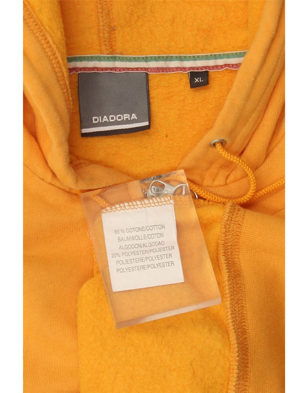 DIADORA Womens Crop Zip Hoodie Sweater UK 18 XL Orange Cotton