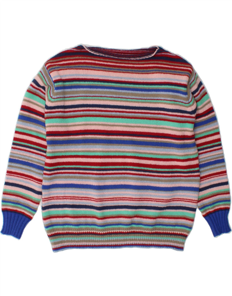 VINTAGE Womens Boat Neck Jumper Sweater UK 16 Large Multicoloured Striped Vintage Vintage and Second-Hand Vintage from Messina Hembry 