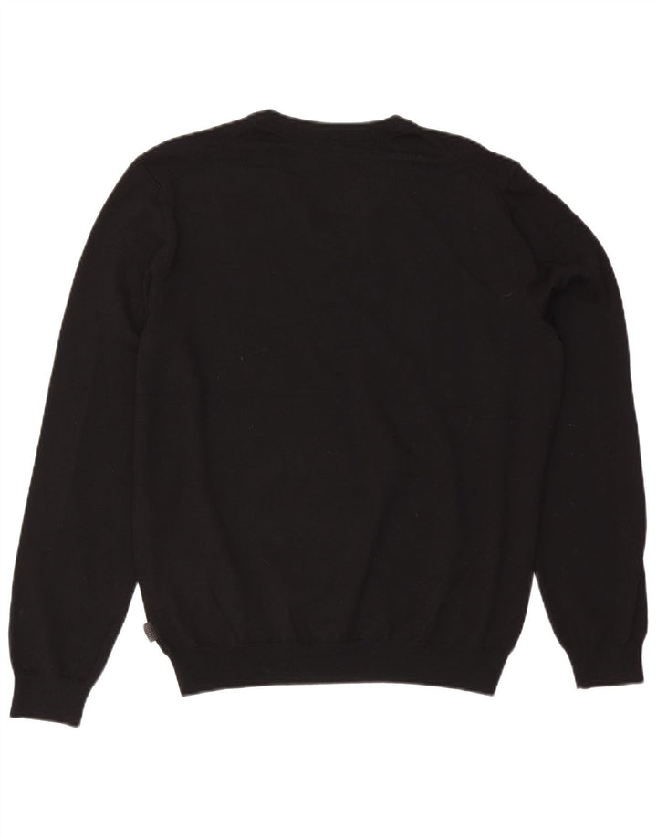 Hugo Boss Mens V-Neck Jumper Sweater Large Black Wool